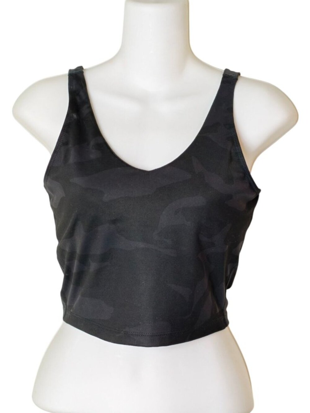 90 Degree Womens S Crop Shelf Bra Tank Black Camo Print Sportswear Stretchy Athl